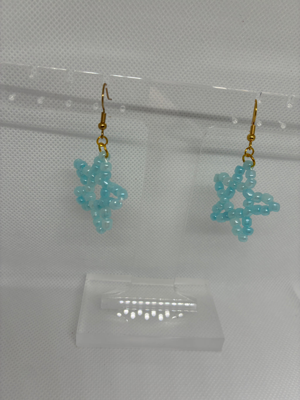 Light Blue Star Glass Bead Earrings
