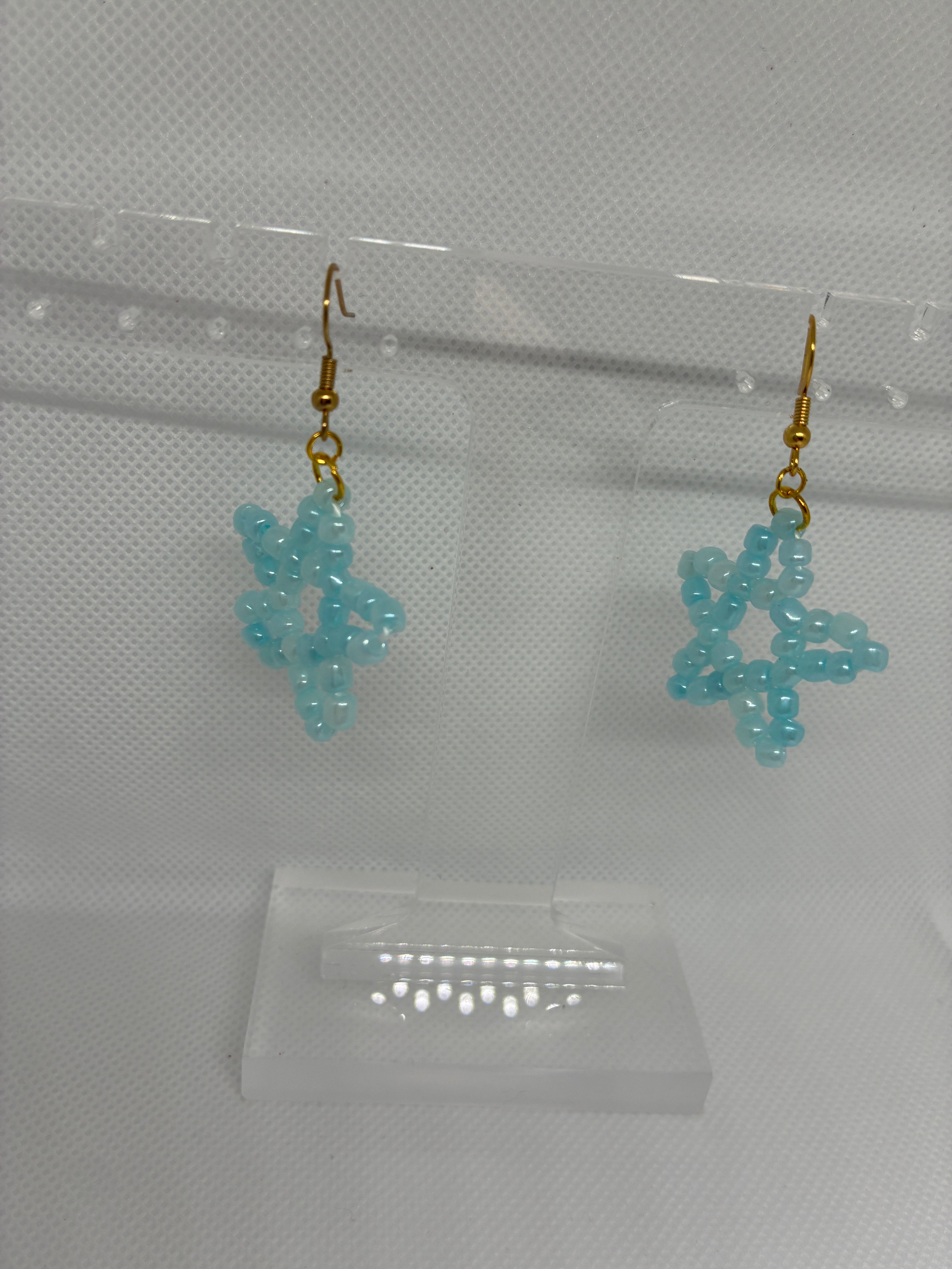 Light Blue Star Glass Bead Earrings