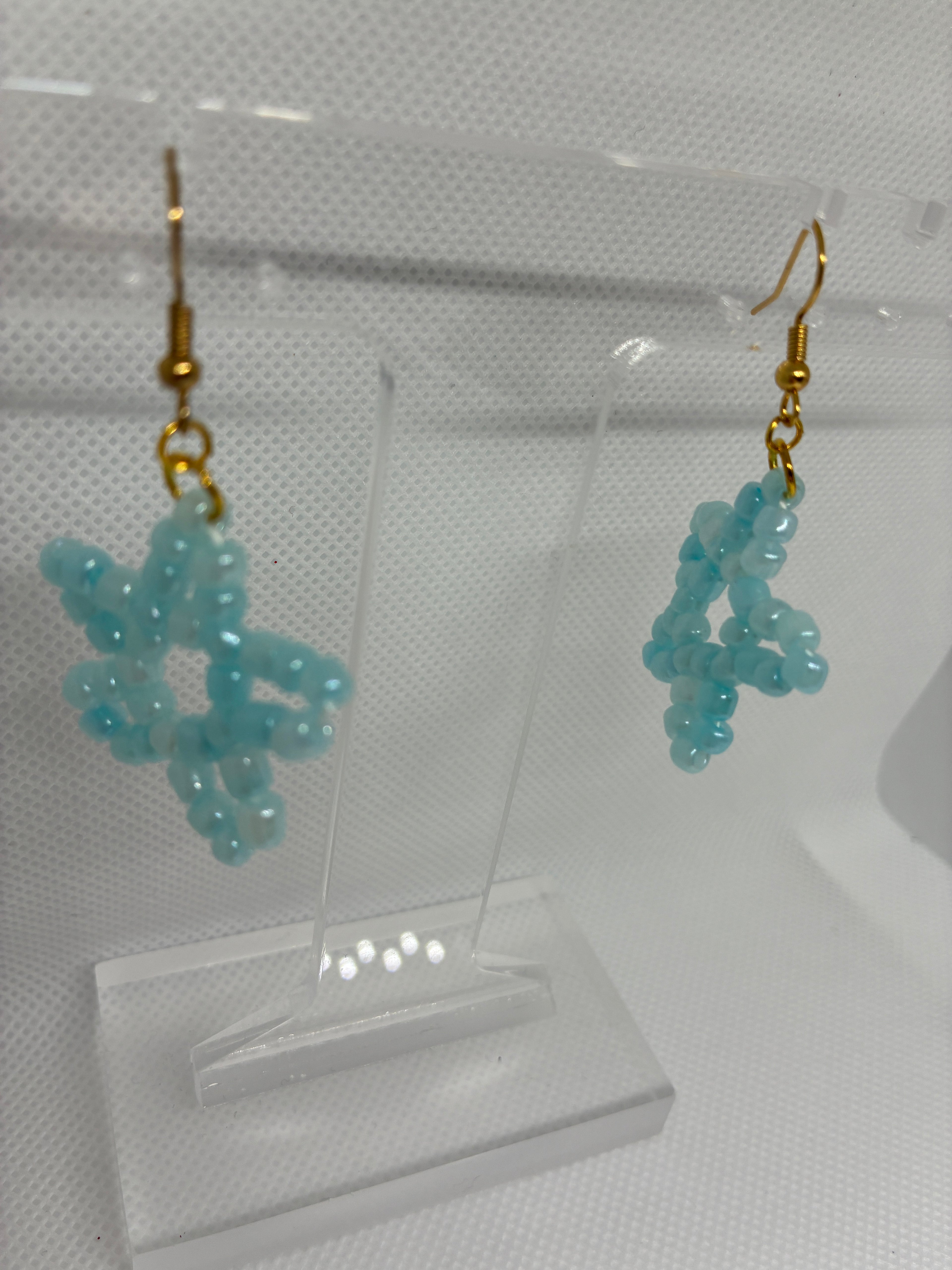 Light Blue Star Glass Bead Earrings