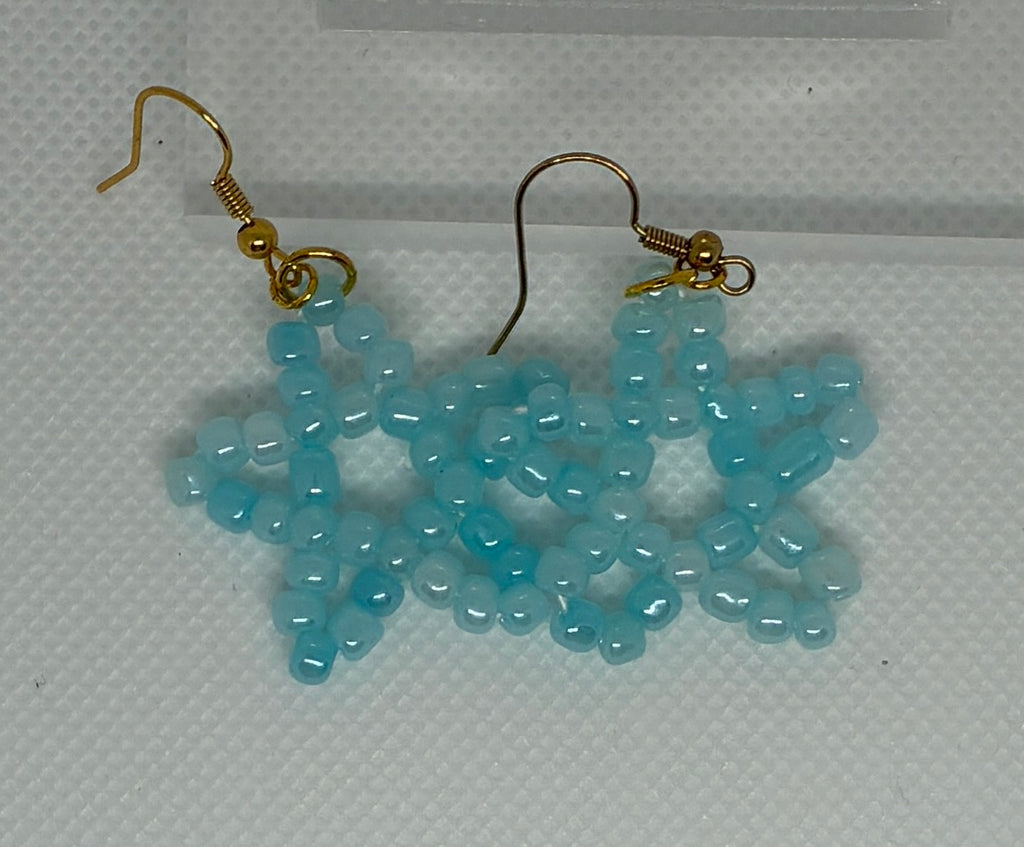 Light Blue Star Glass Bead Earrings