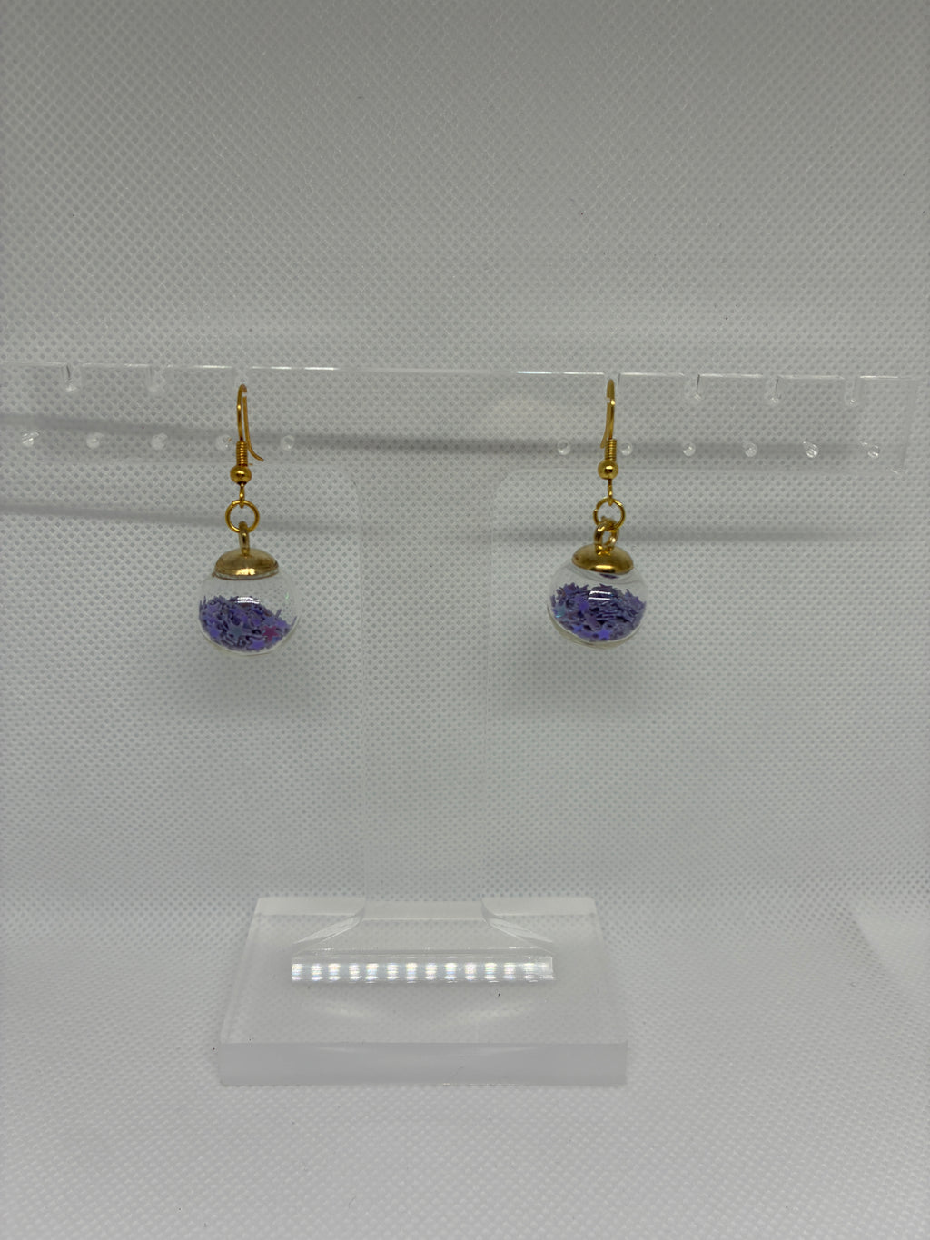 Purple Crystal Ball Earrings