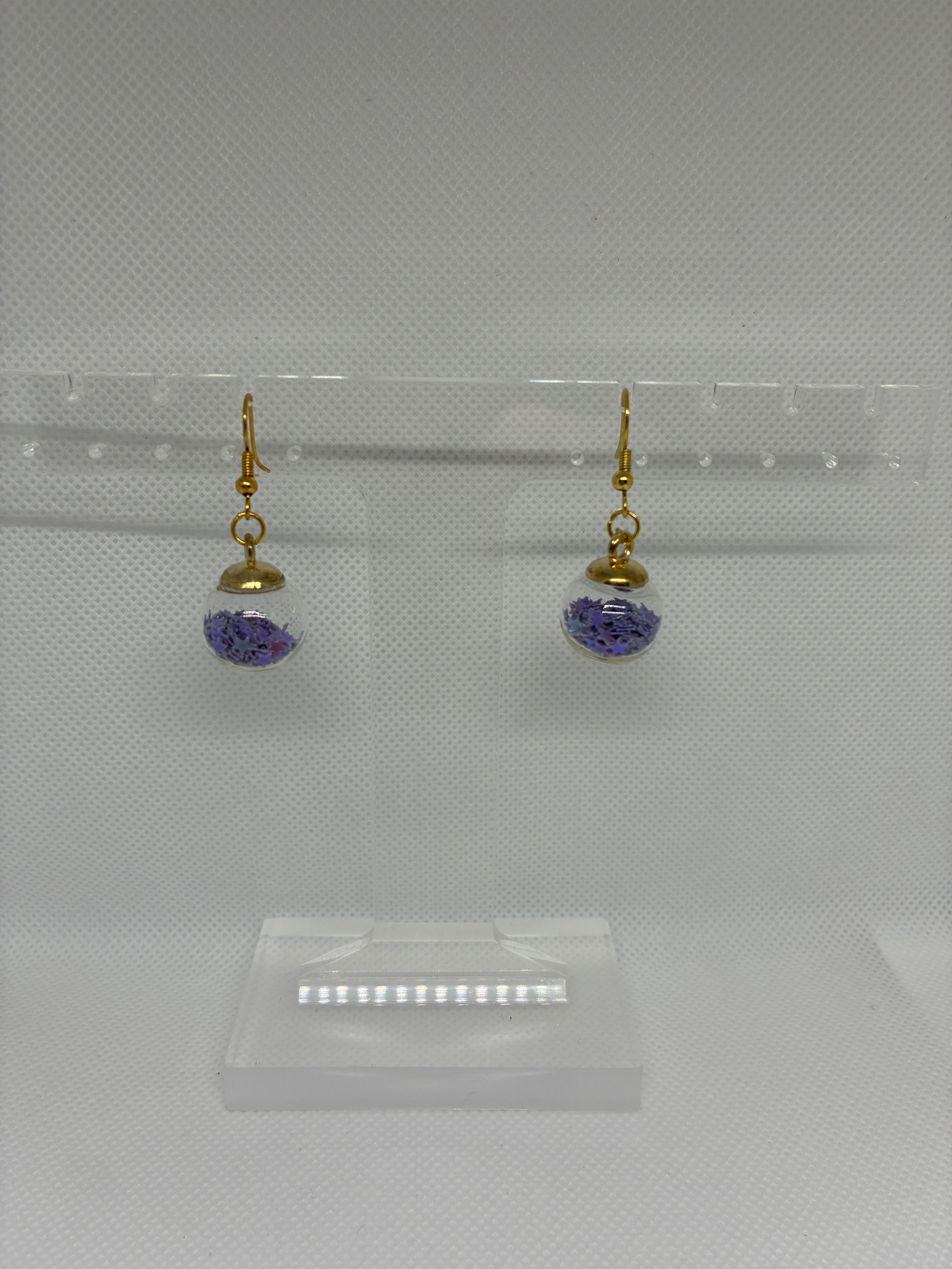 Purple Crystal Ball Earrings