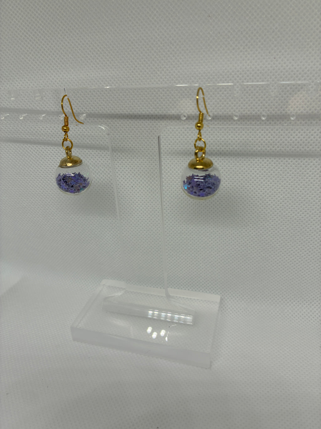 Purple Crystal Ball Earrings
