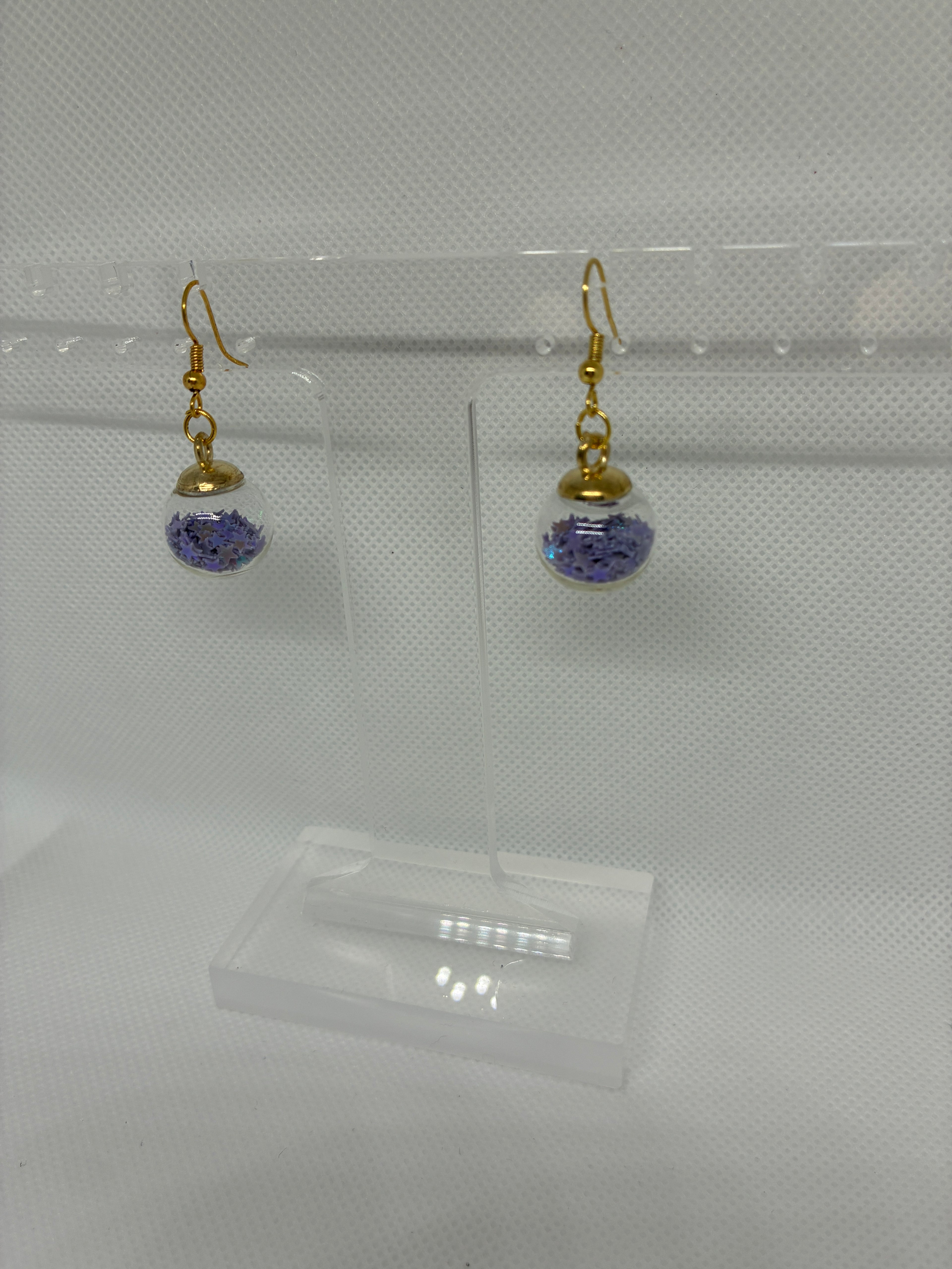 Purple Crystal Ball Earrings