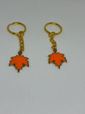 Orange Maple Leaf Keychain