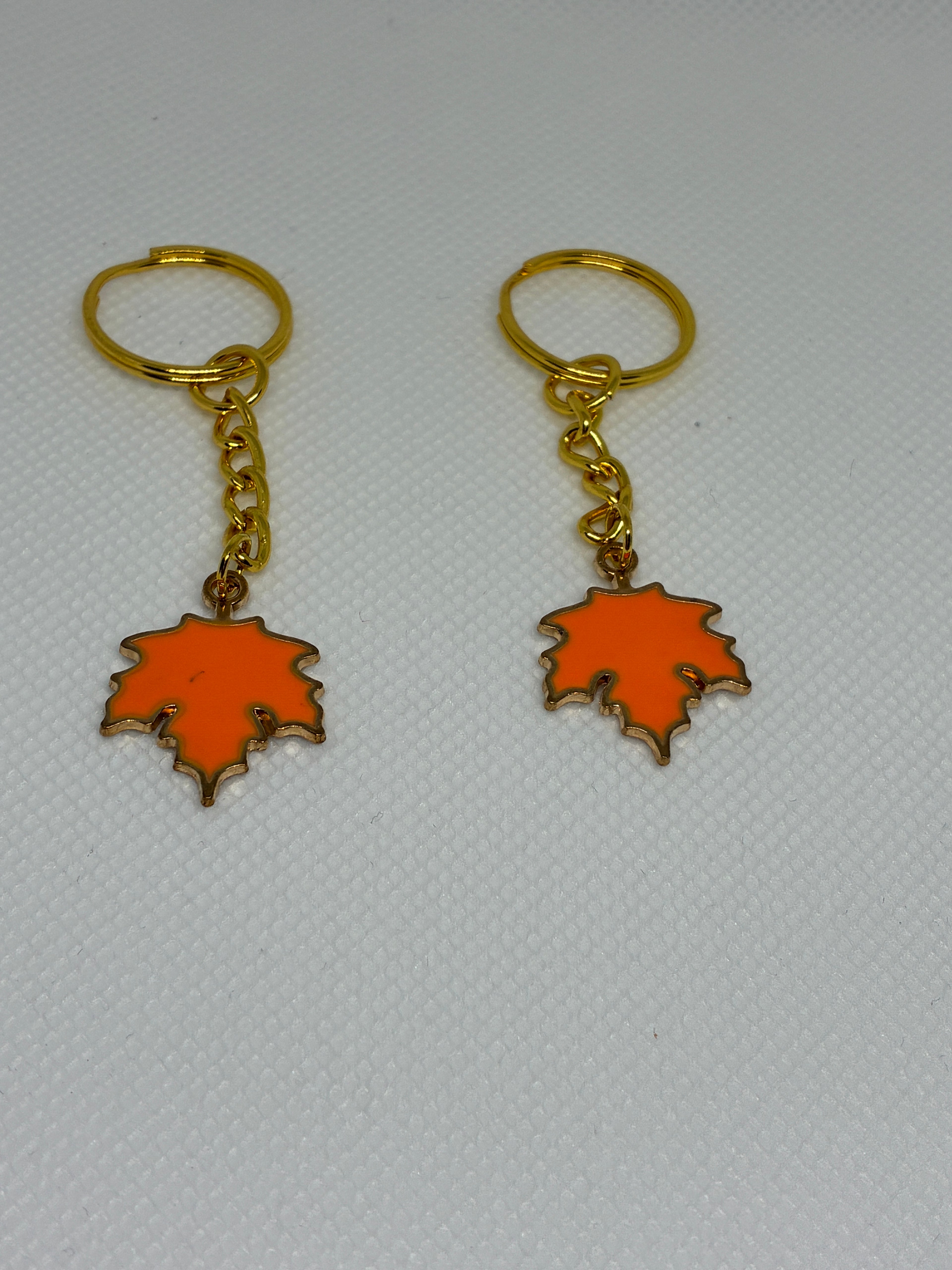 Orange Maple Leaf Keychain