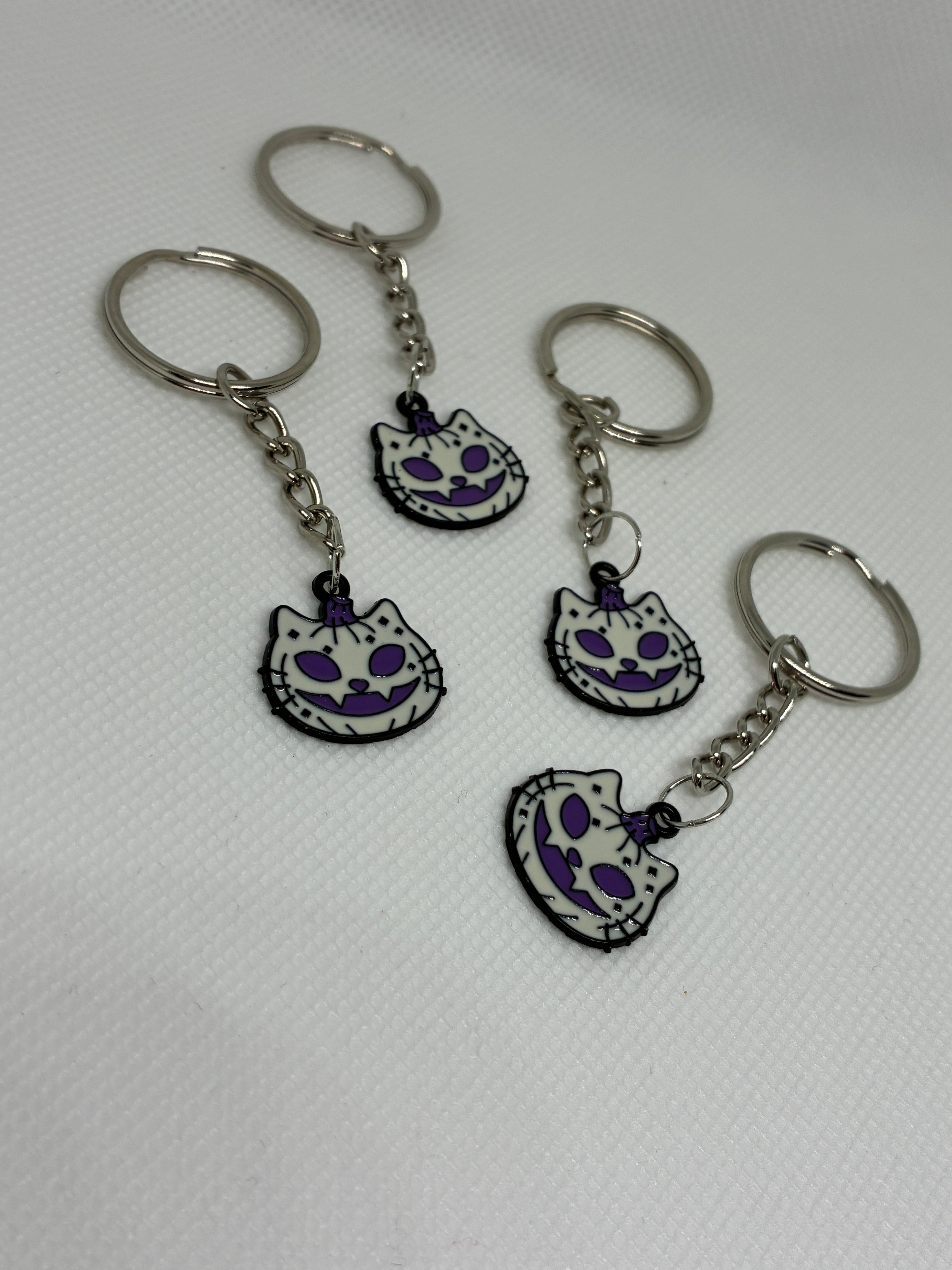 Purple Skeleton Cat Keychain