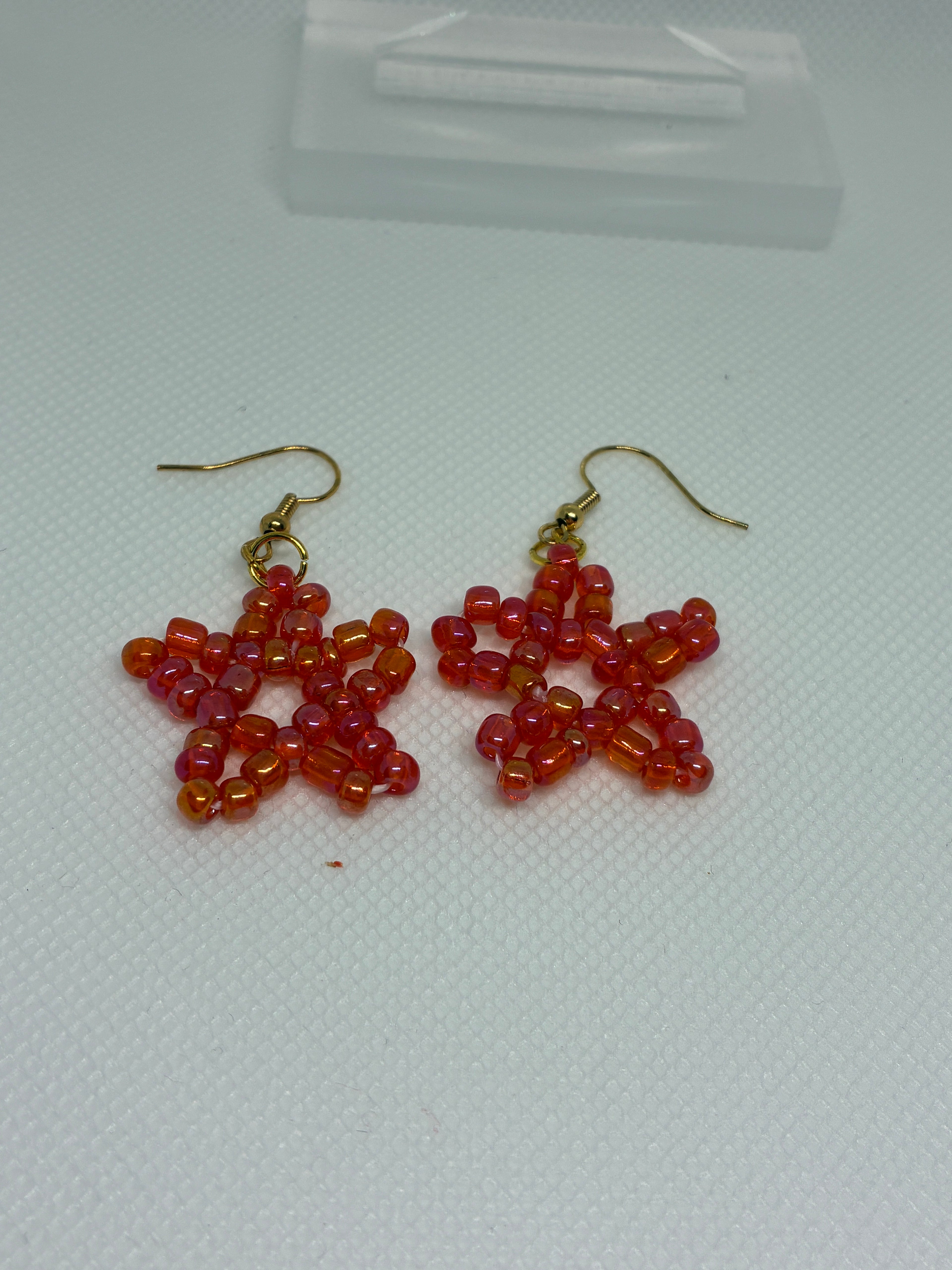 Red Star Glass Bead Earrings