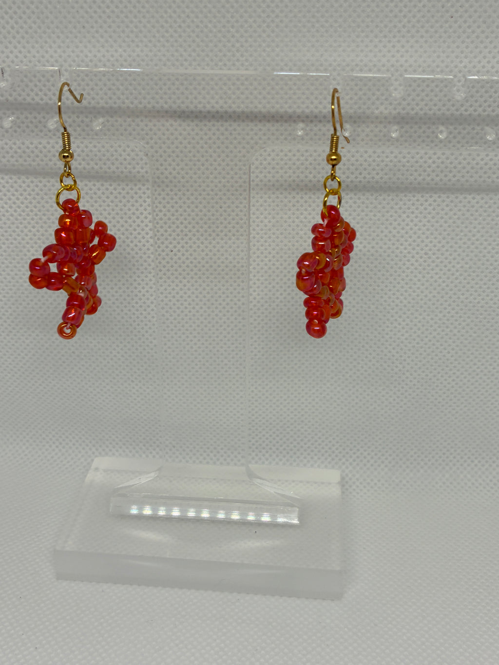 Red Star Glass Bead Earrings