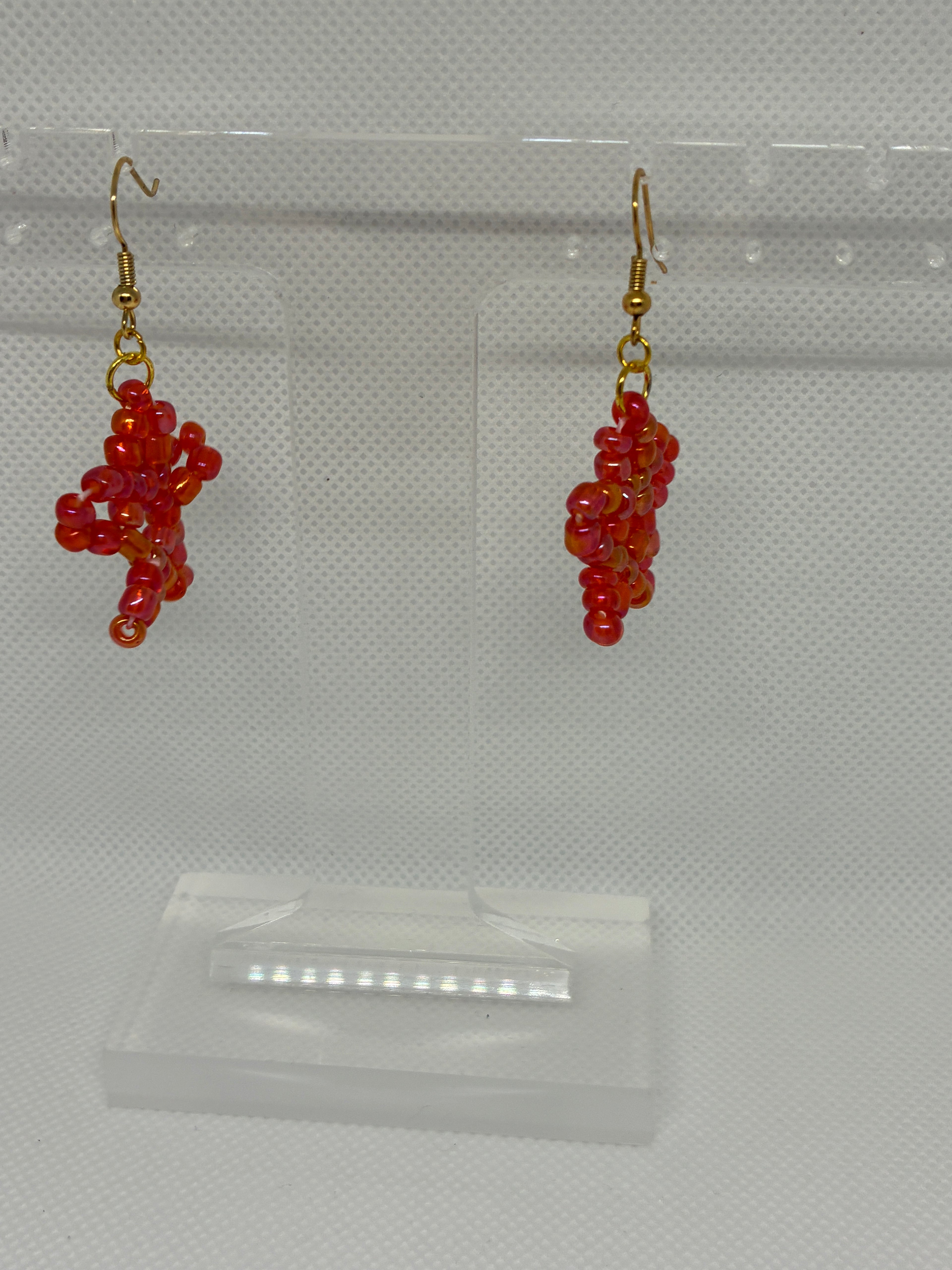Red Star Glass Bead Earrings