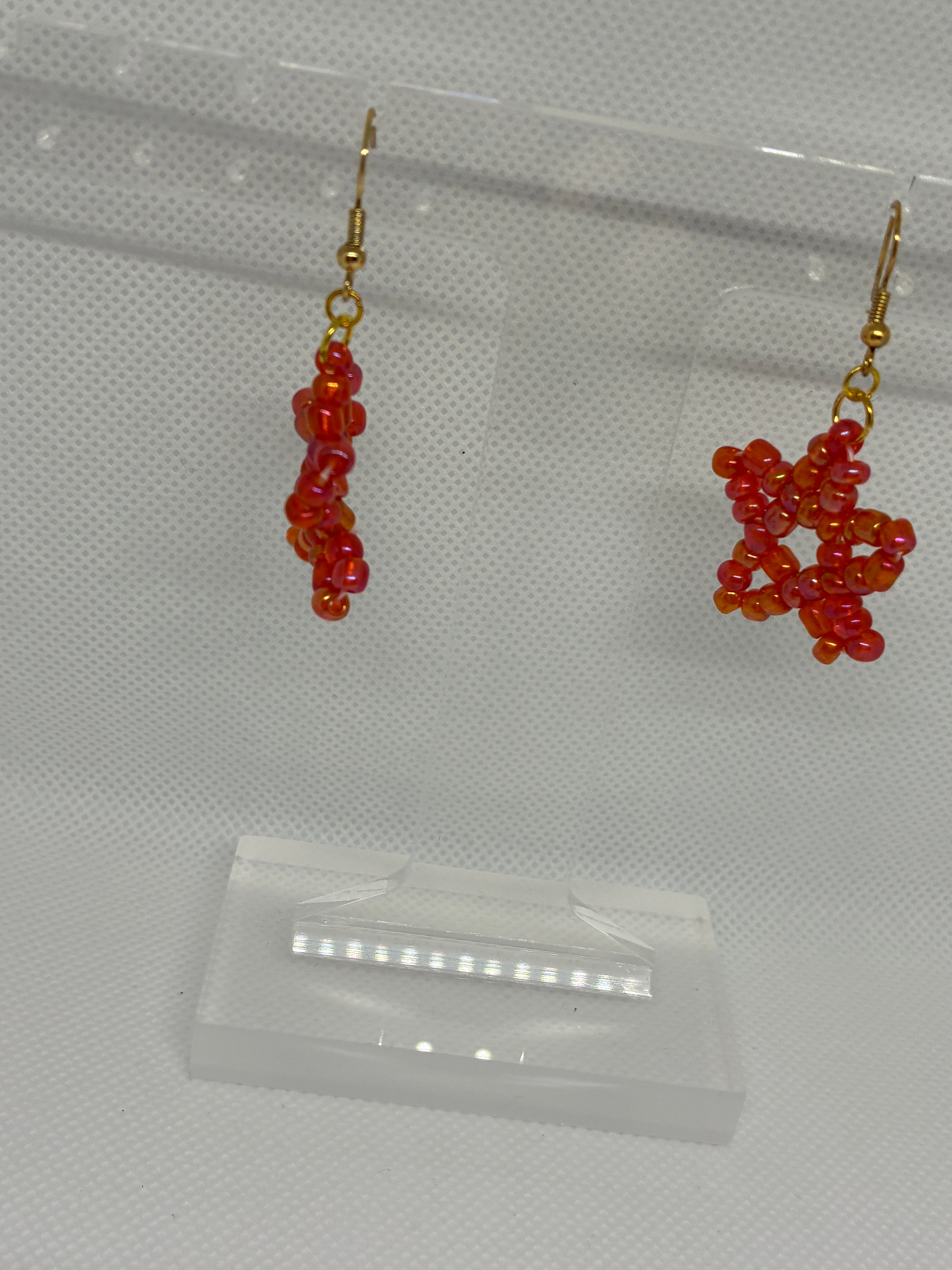 Red Star Glass Bead Earrings