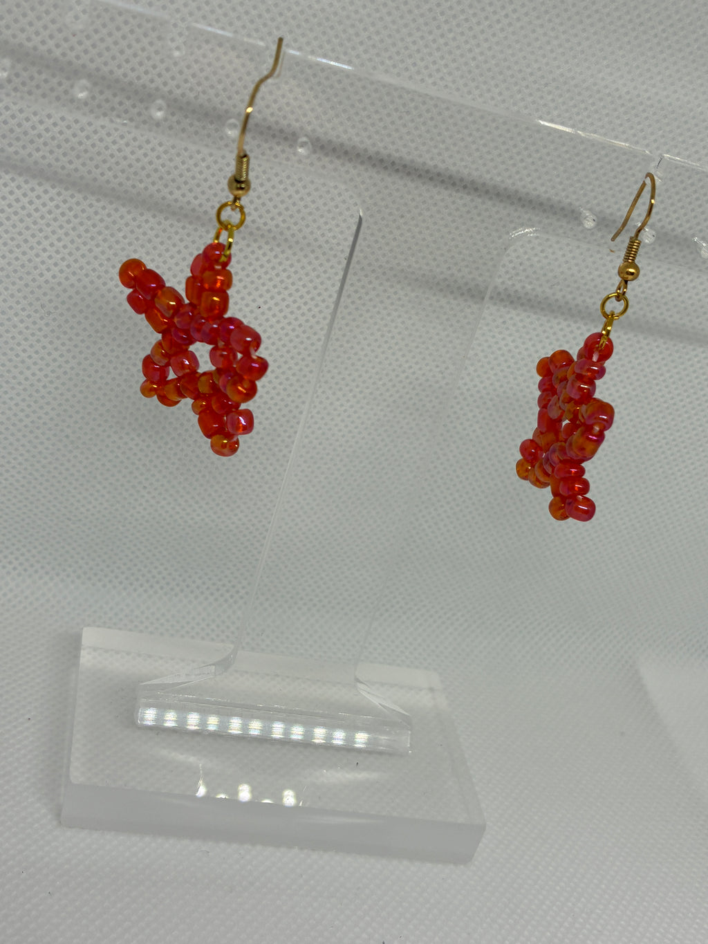 Red Star Glass Bead Earrings