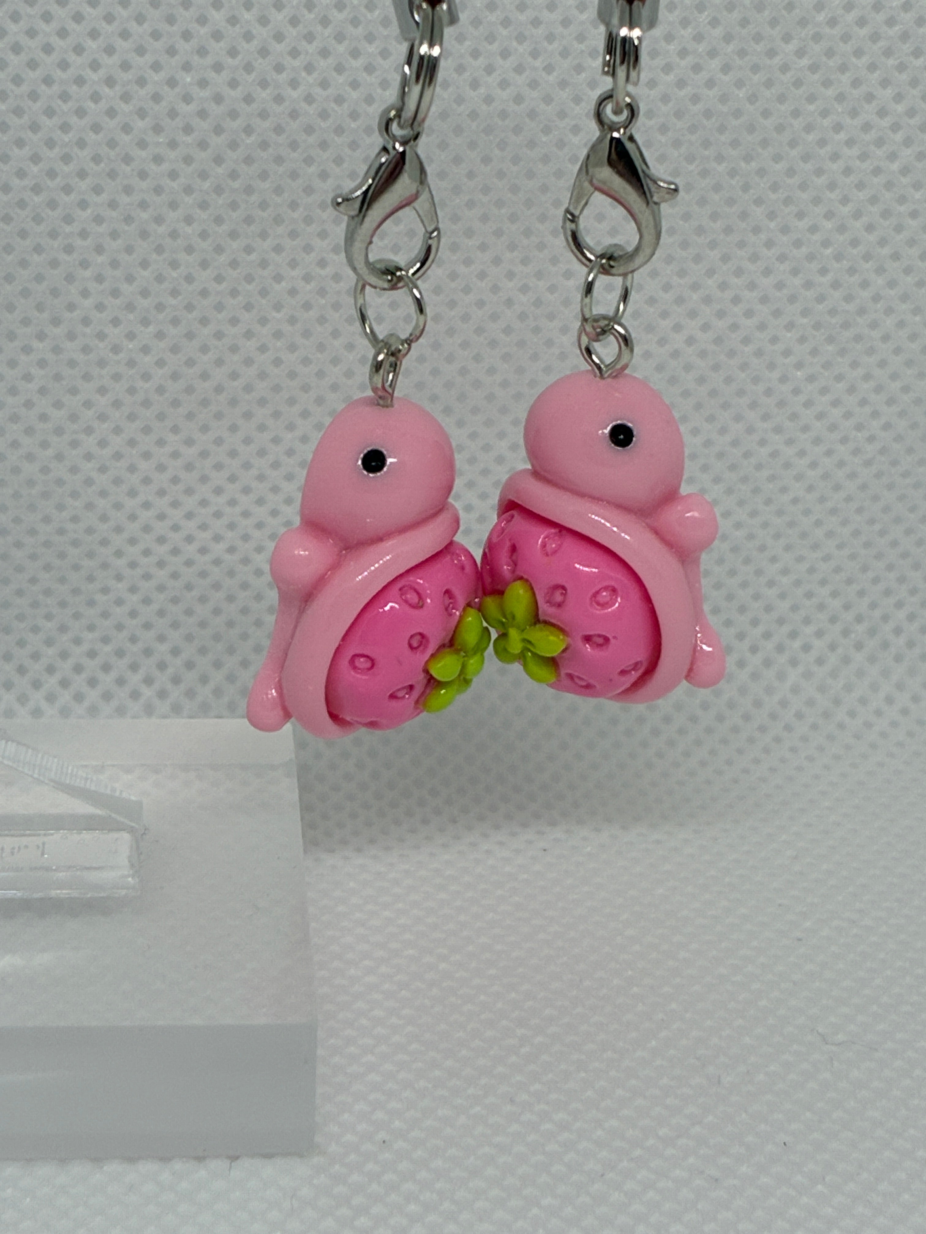 Pink Strawberry Turtle Key Chain